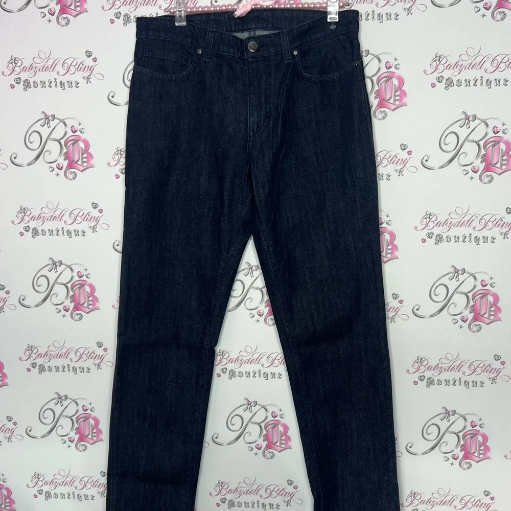 Versace jeans Medusa logo metal emblem buttons charm straight leg dark wash 💎 - Picture 13 of 16